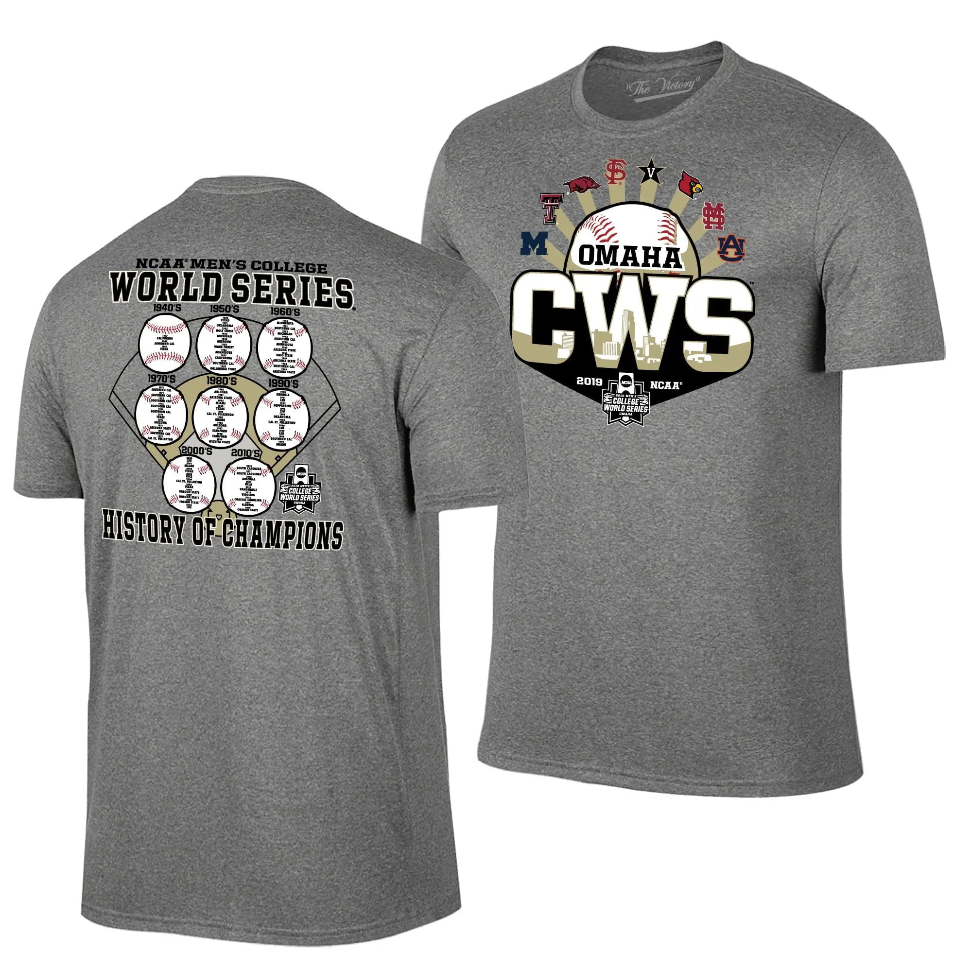 2019 NCAA Men's College World Series CWS 8 Team History of Champions T-Shirt