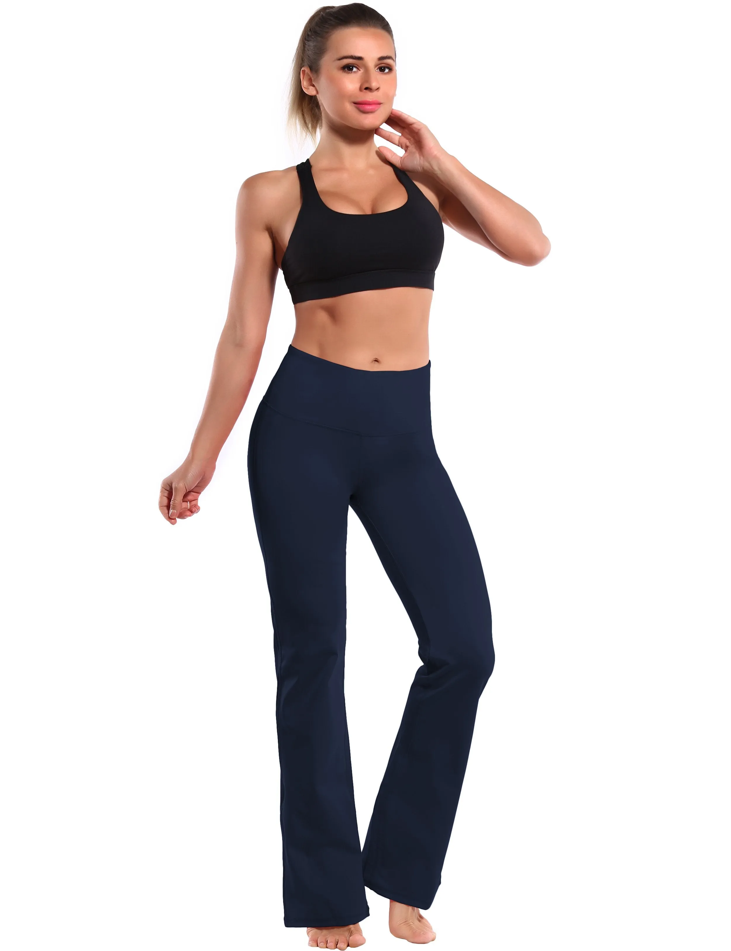 29 31 33 35 37 High Waist Bootcut Leggings Darknavy ins_yogastudio