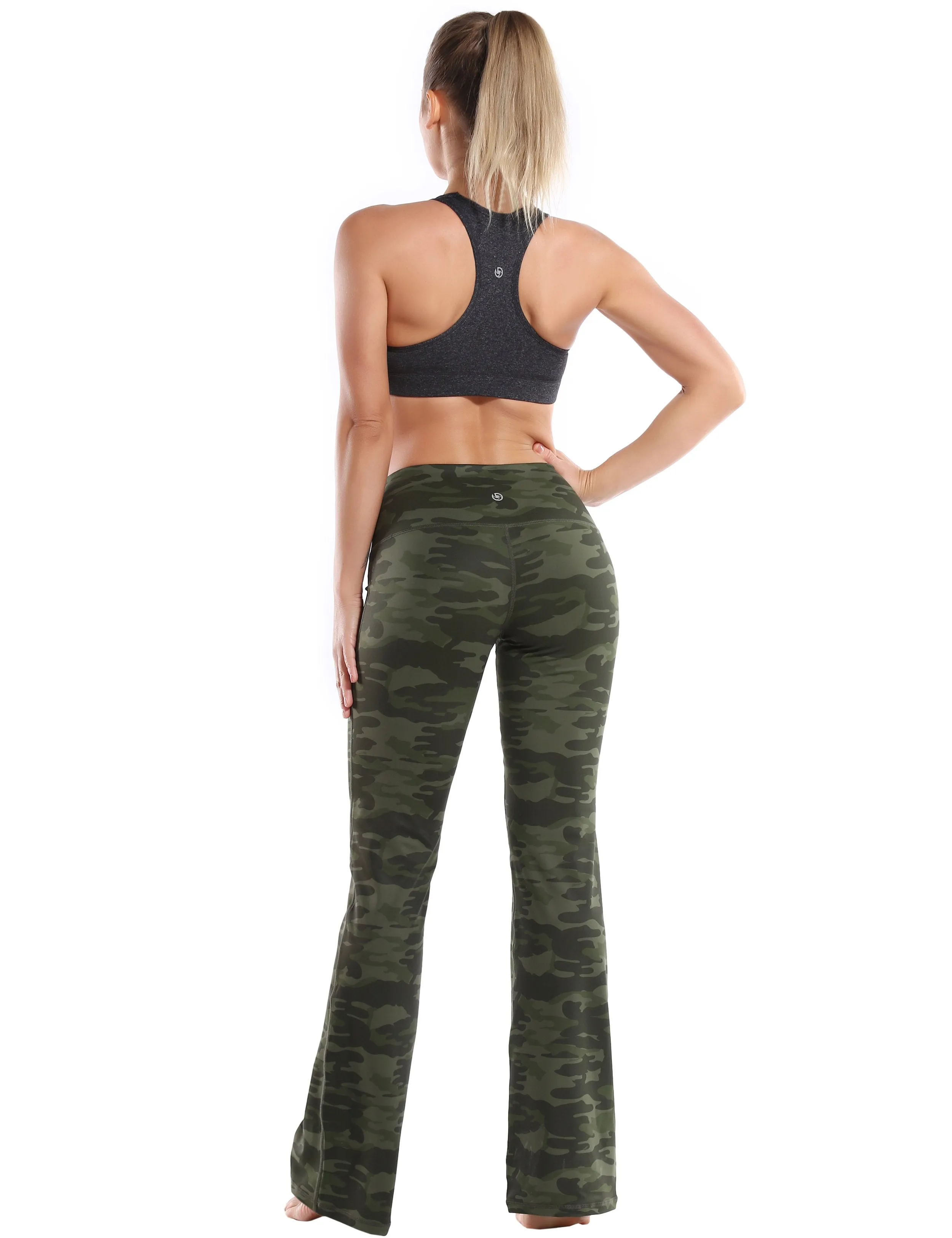 29 31 33 35 37 High Waist Printed Bootcut Leggings green camo ins_yogastudio