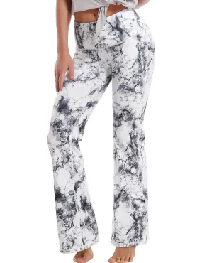 29" 31" 33" 35" 37" High Waist Printed Bootcut Leggings Arabescato