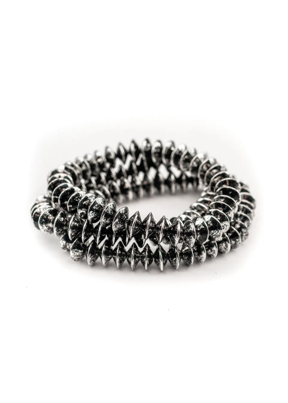 3 Strand Silver Disc Stretch Bracelet