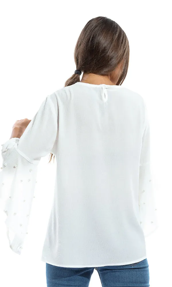 48669 Women Long Sleeve Shirt - Off White