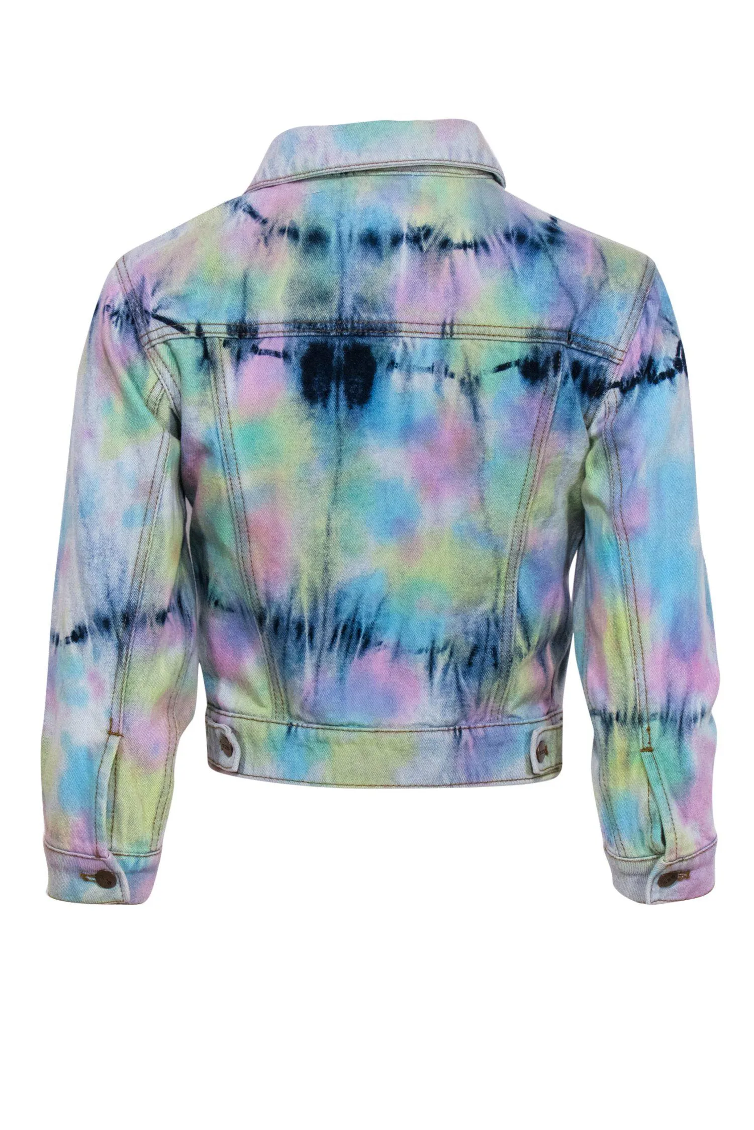 525 America - Multicolored Pastel Tie-Dye Cropped Denim Jacket Sz S