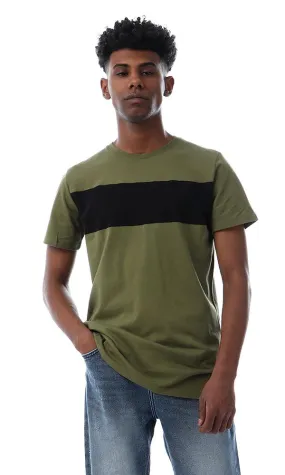 57373 Simple Casual Slip On Olive T-Shirt