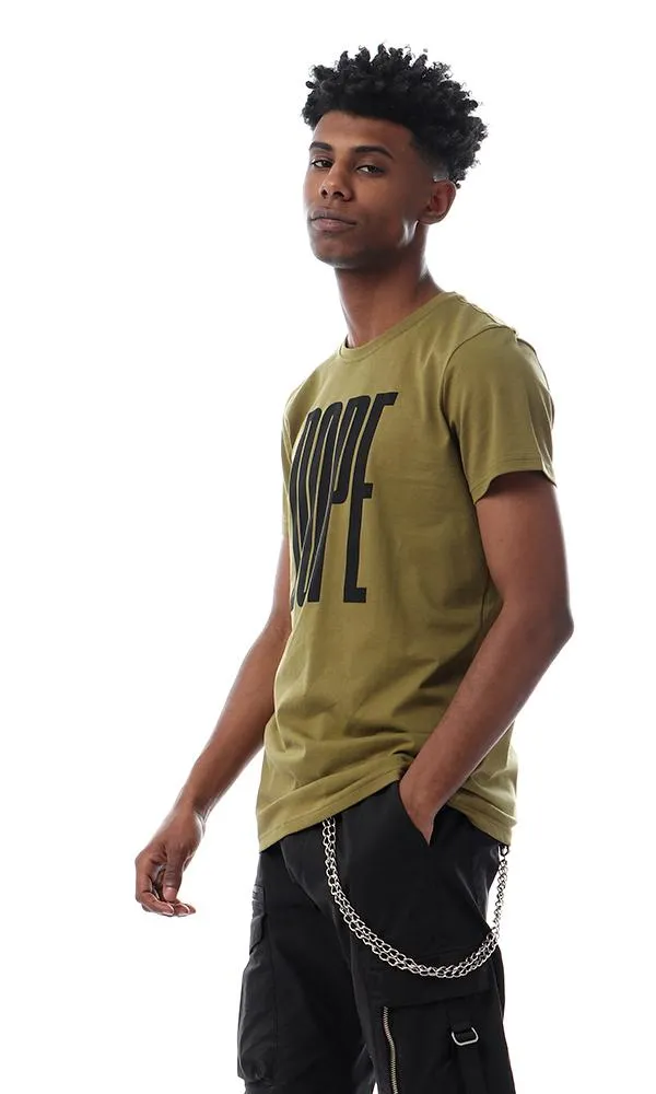 57513 " Dope " Printed Slip On Olive T-Shirt