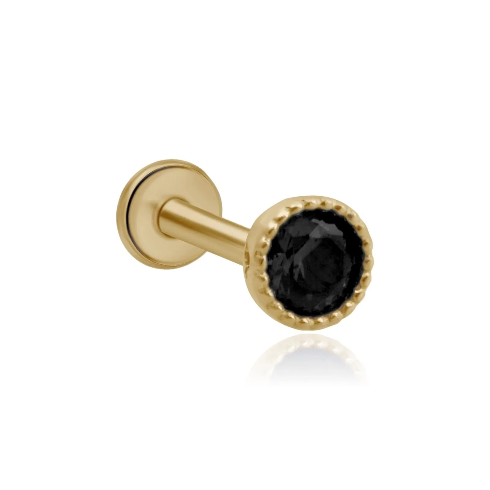 Black Onyx Milgrain Flat Back Stud