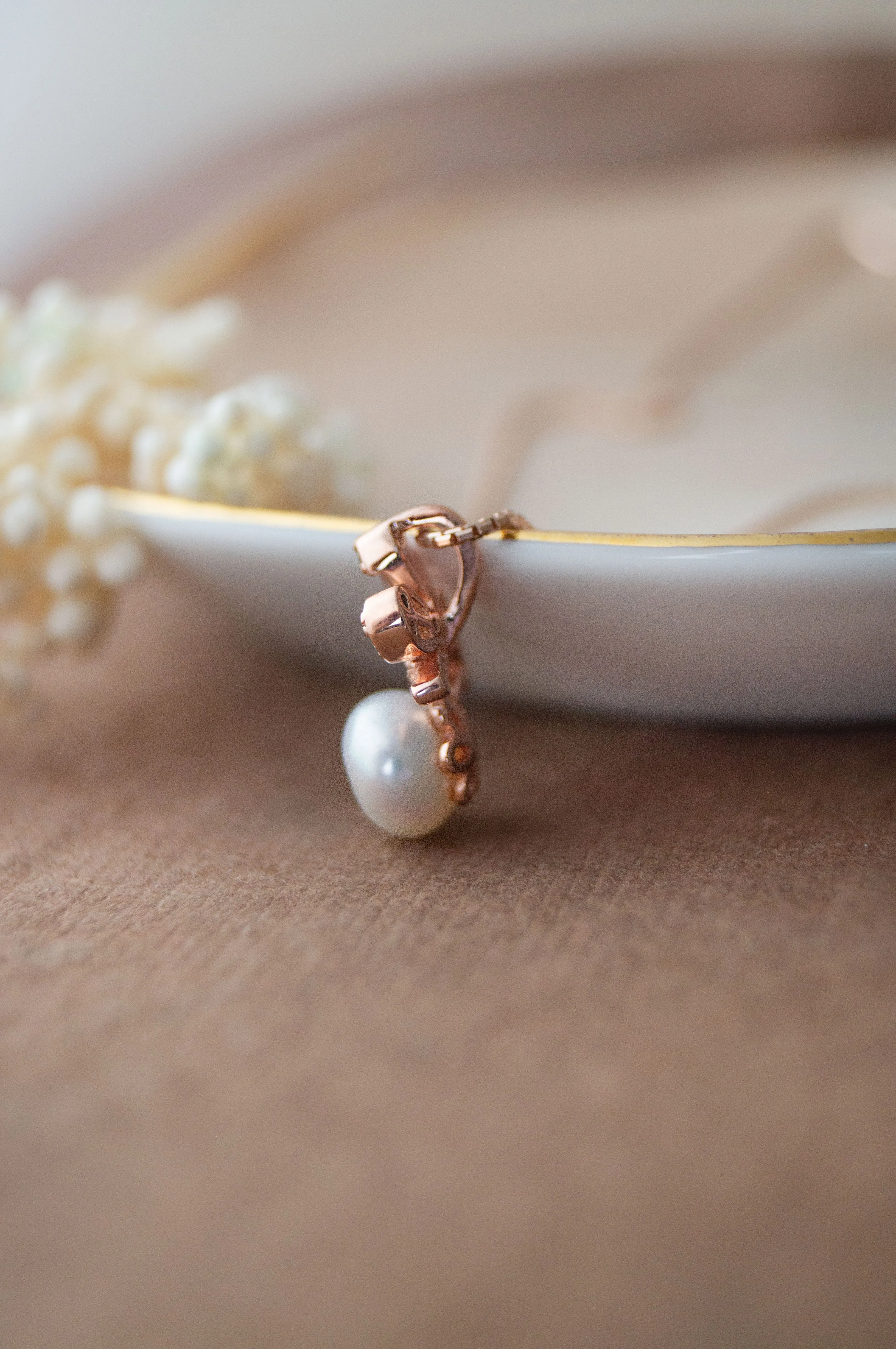 Butterfly On A Pearl Rose Gold Plated Sterling Silver Pendant