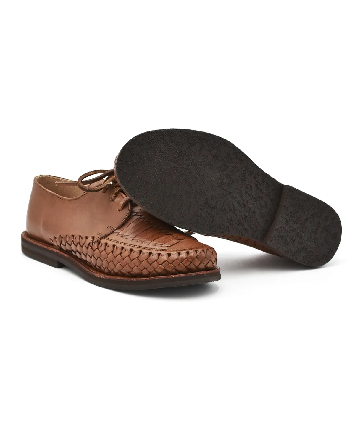 Chamula Veracruz Brown Lace Up Woven Shoe