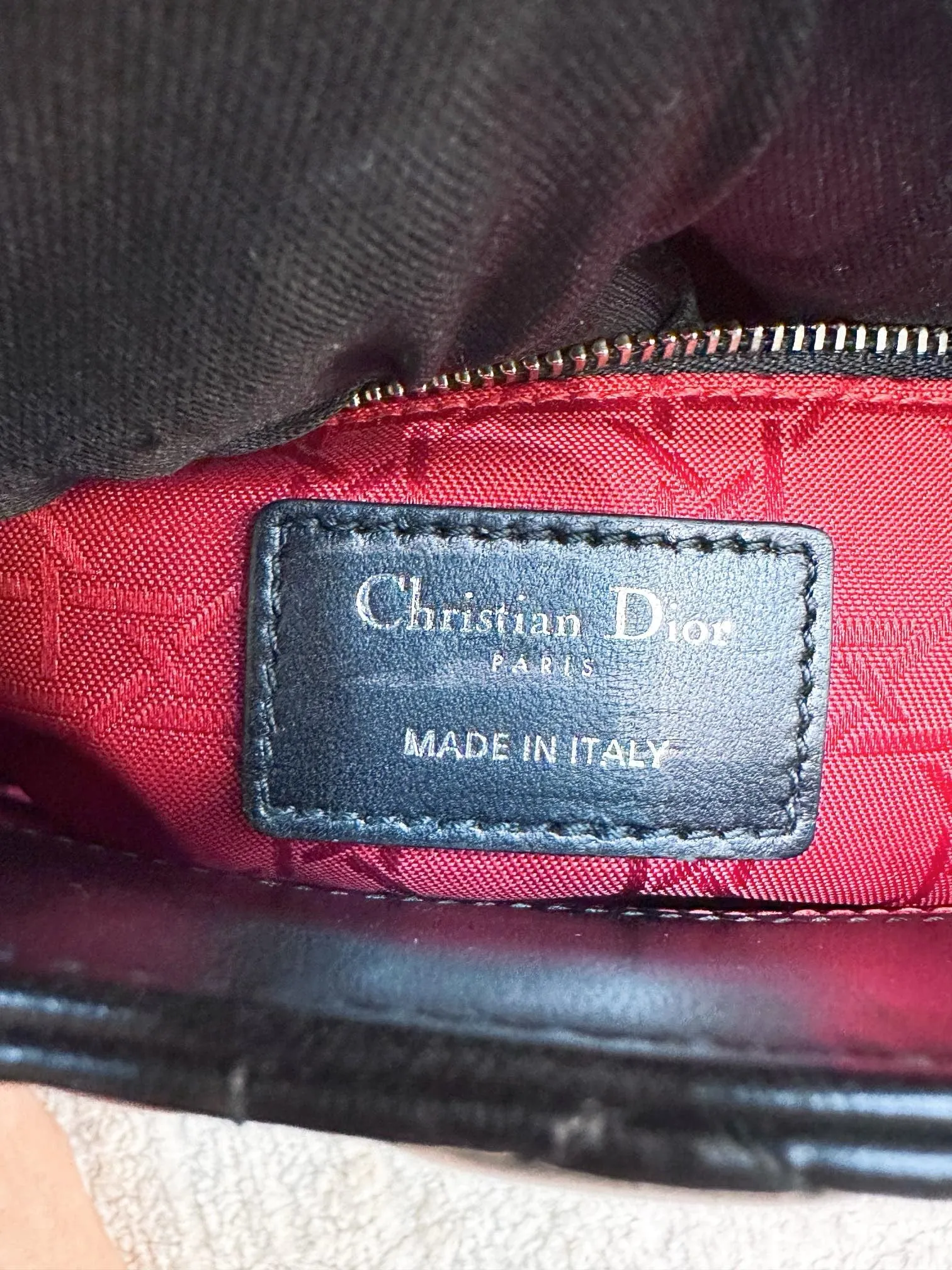 CHRISTIAN DIOR Lambskin Cannage Small My ABCDior Lady Dior Black Silver Accessories