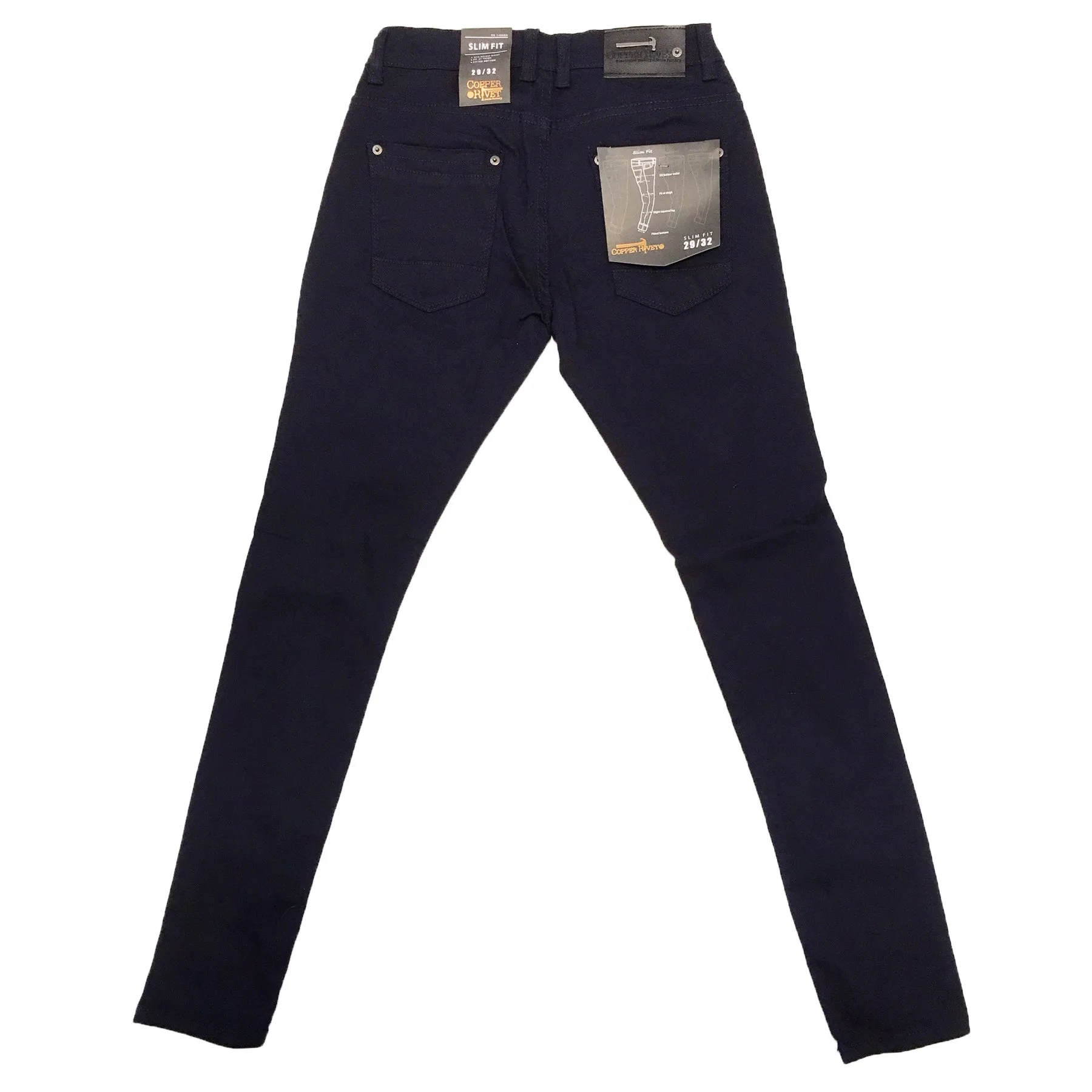 Copper Rivet Ripped Slim Jean (Navy)