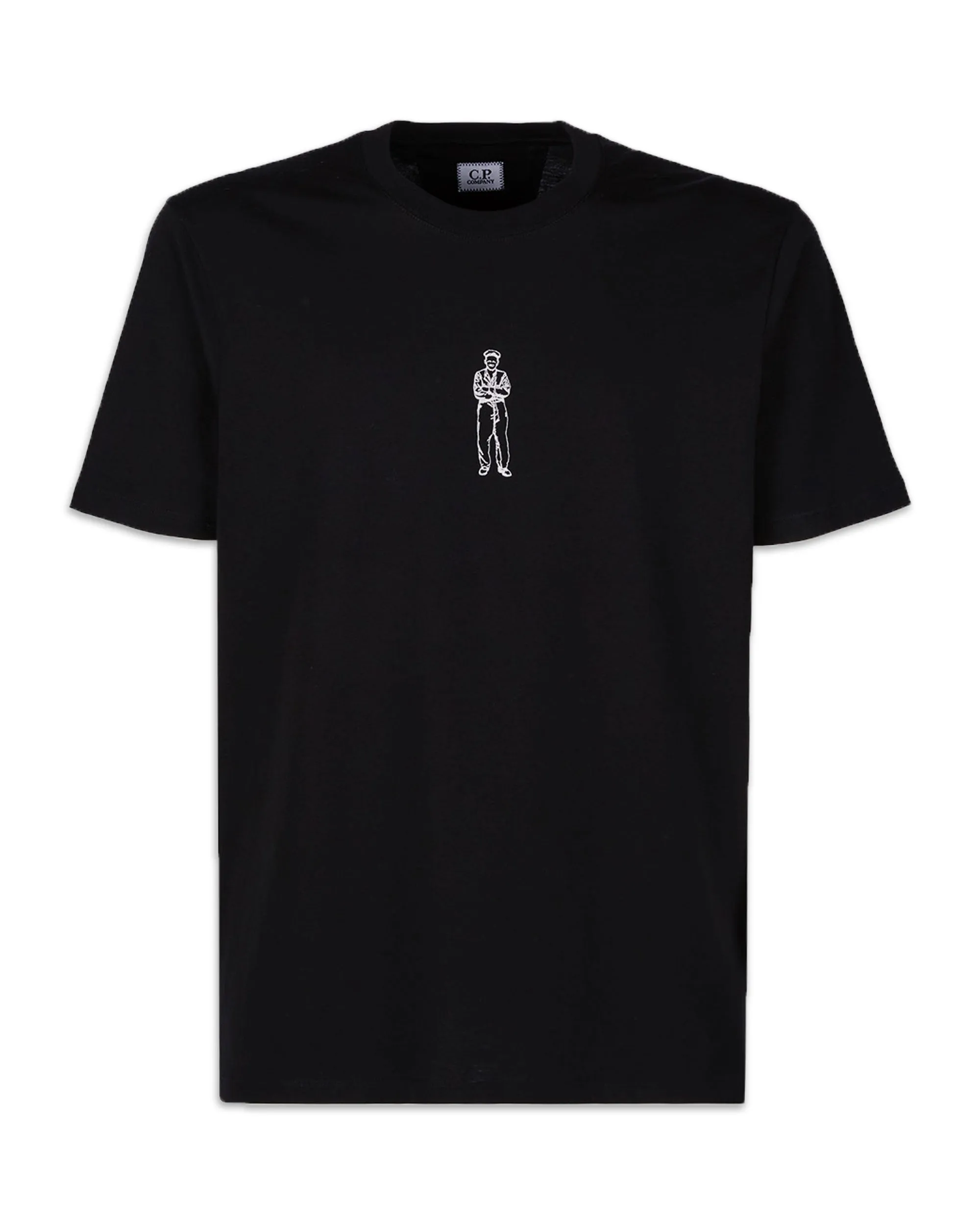 CP Company T-Shirt 30-1 Horizontal Logo Nero