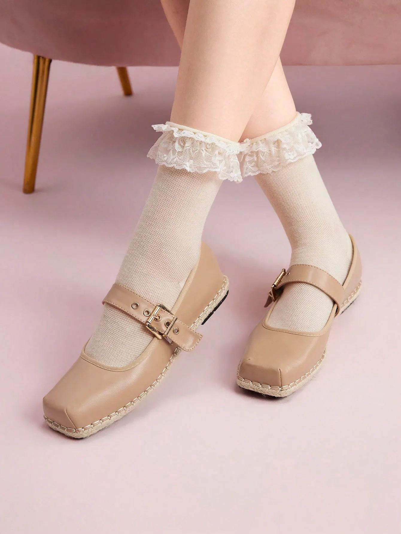 CUCCOO DOLLMOD Square Toe Flats Fisherman Shoes Paris Dancing Lady Shallow Mouth Shoes With Buckle For Summer Vacation Shoes Summer Sale