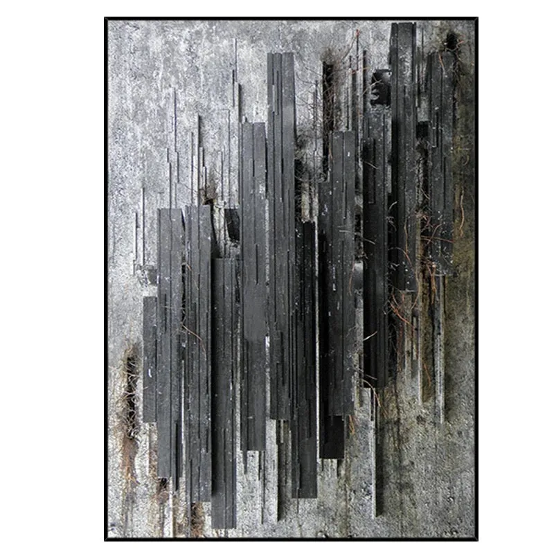 Dark Charcoal Textured Stripes Art