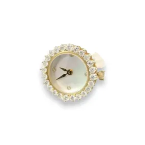 Diamond Lady of the Hour Clock Signet Ring