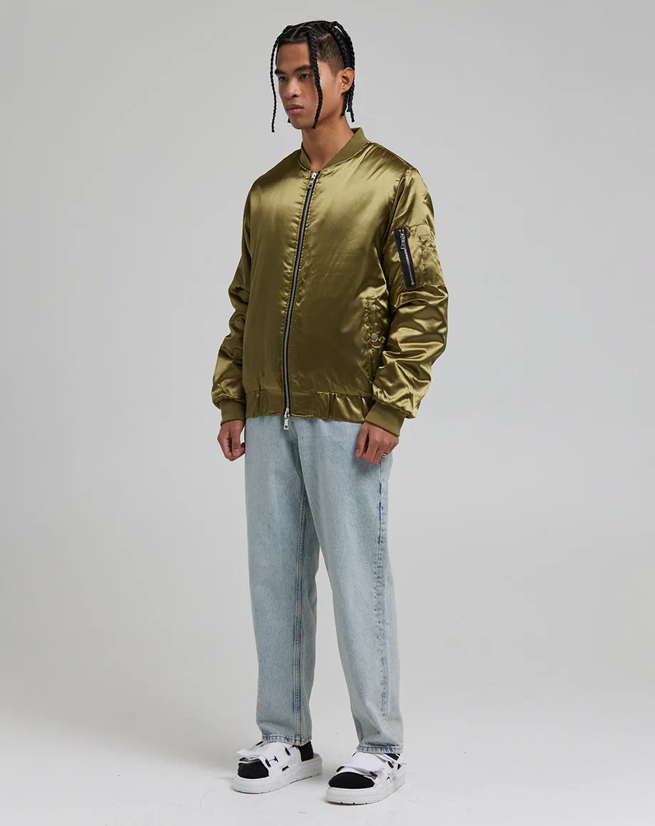 DON MEN'S SATIN BOMBER JACKET | KHAKI