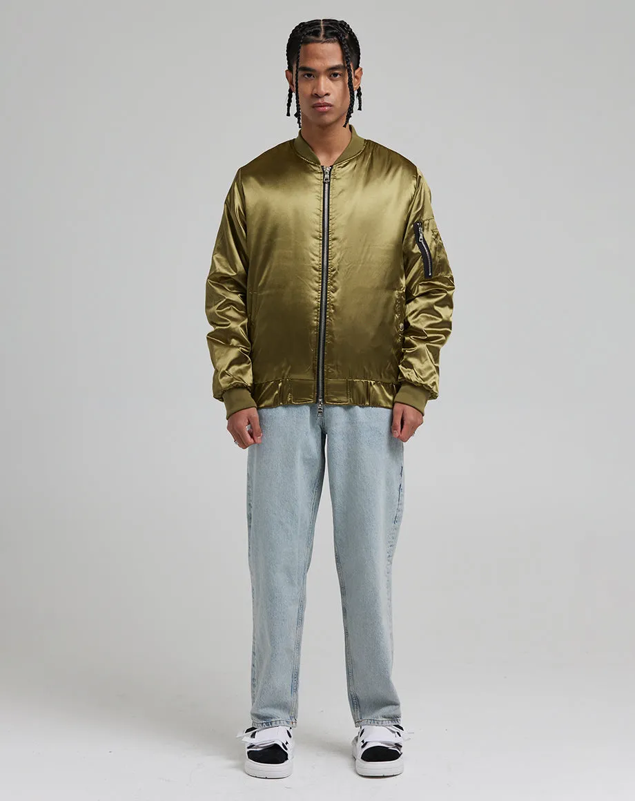 DON MEN'S SATIN BOMBER JACKET | KHAKI