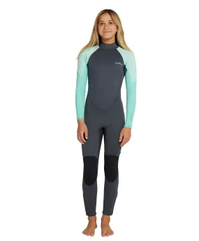 Girl's Reactor 3/2mm Steamer Back Zip Wetsuit - Gunmetal