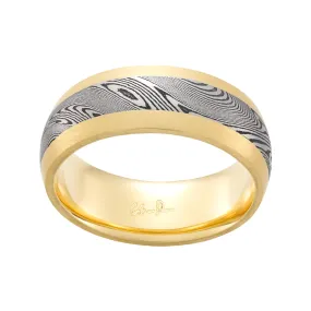 Gold & Damascus Steel Ring, Supernova Pattern