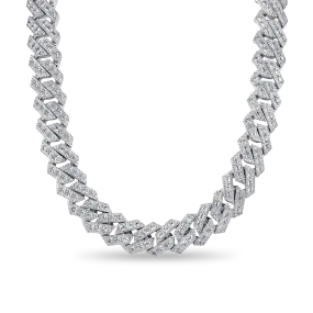 Halo Emerald Cut Moissanite Prong Cuban Link Chain