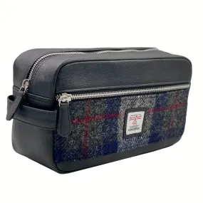 Harris Tweed Washbag - Blue Check