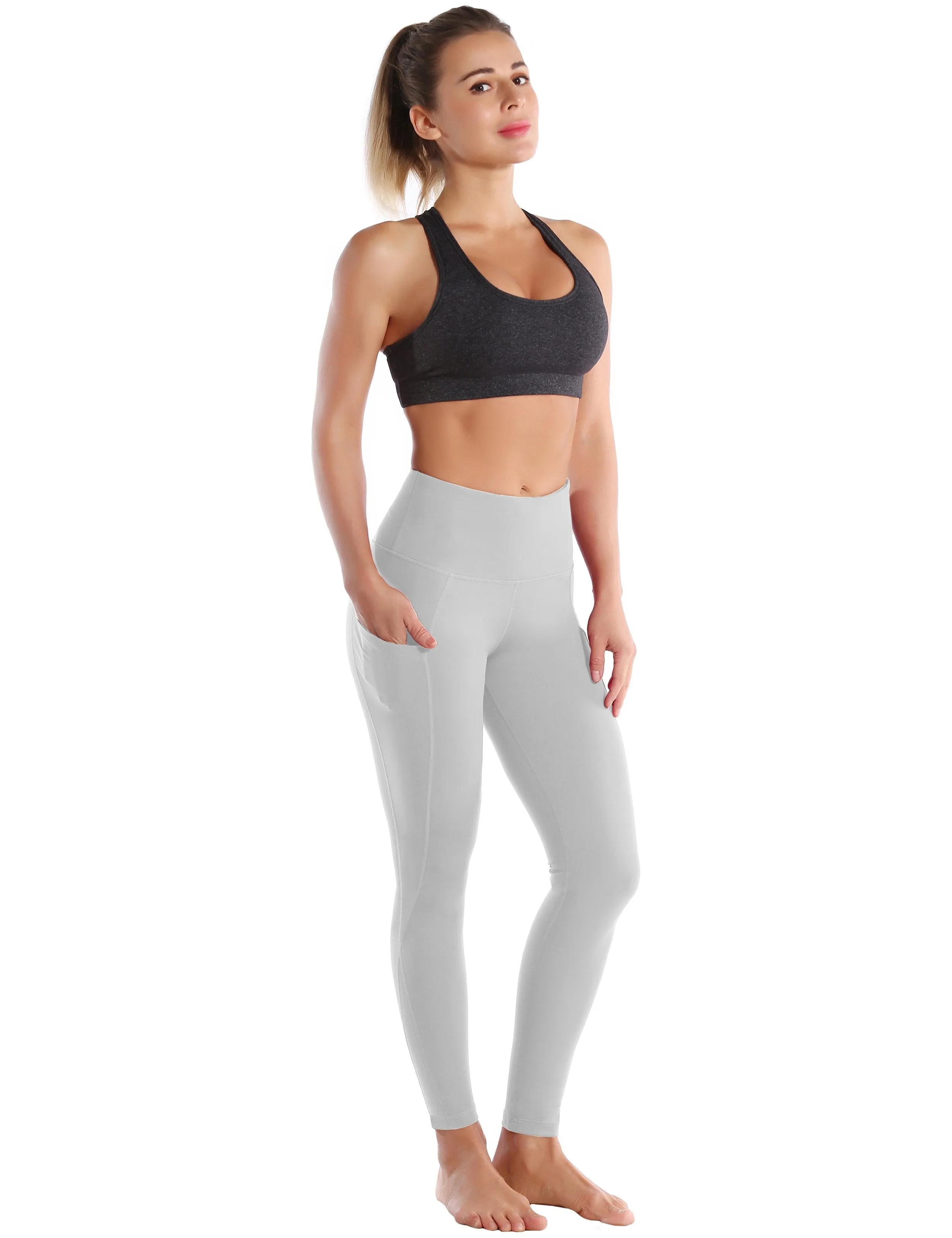 High Waist Side Pockets yogastudio Pants lightgray ins_yogastudio