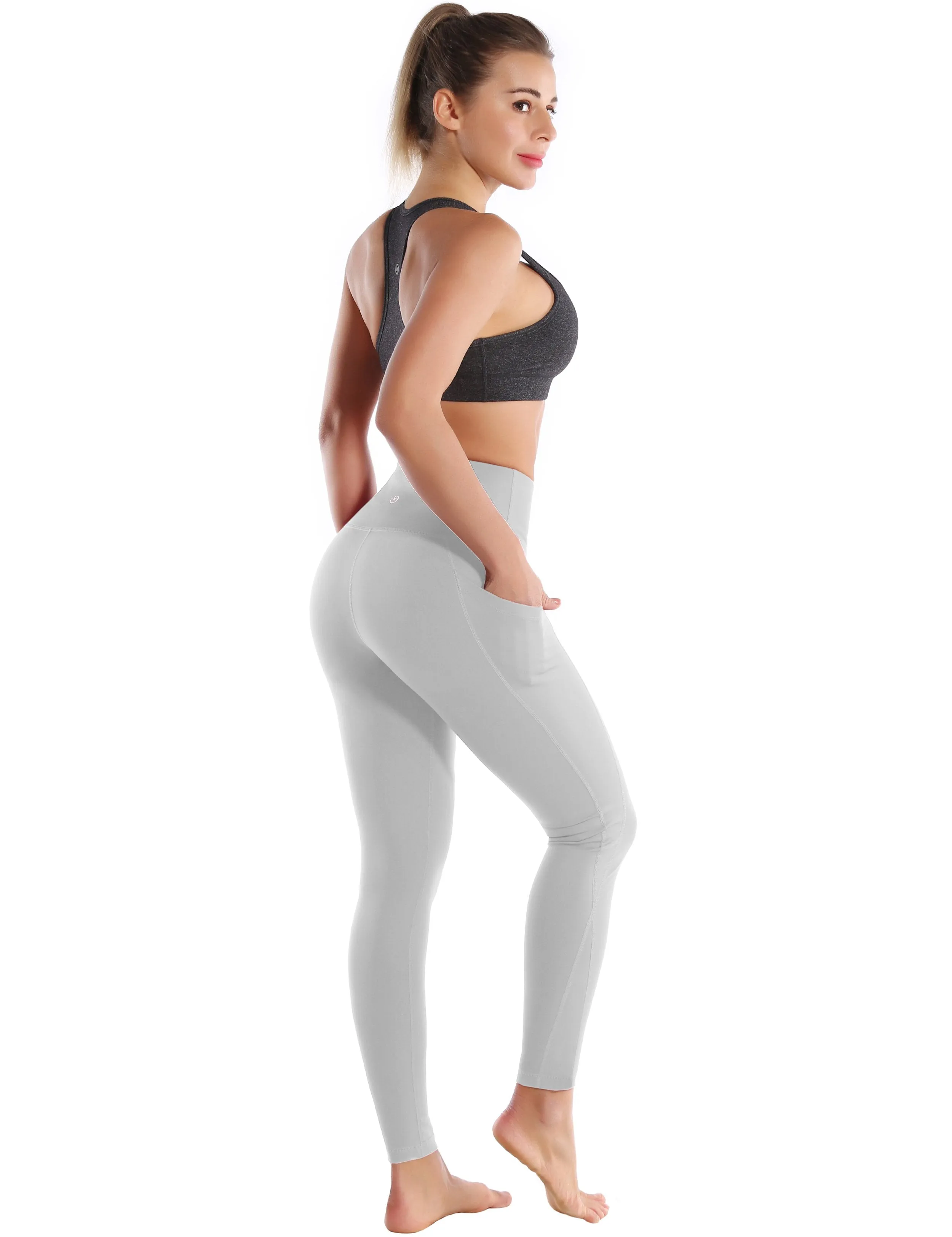 High Waist Side Pockets yogastudio Pants lightgray ins_yogastudio