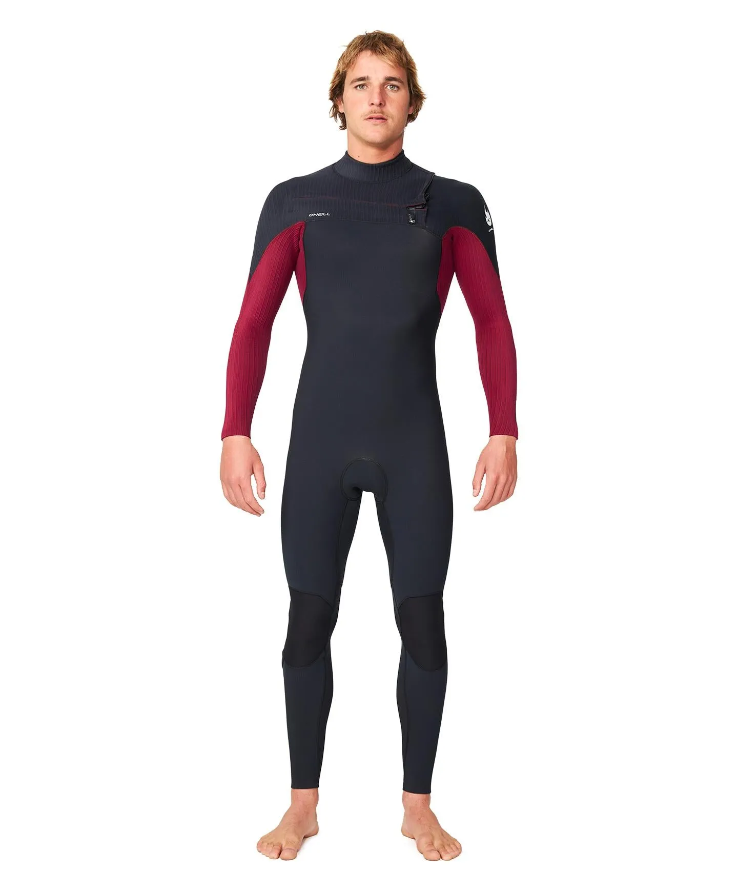 HyperFire 4/3mm Steamer Chest Zip Wetsuit - Dark Red