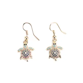 JW Crystal Earring Turtle Gold