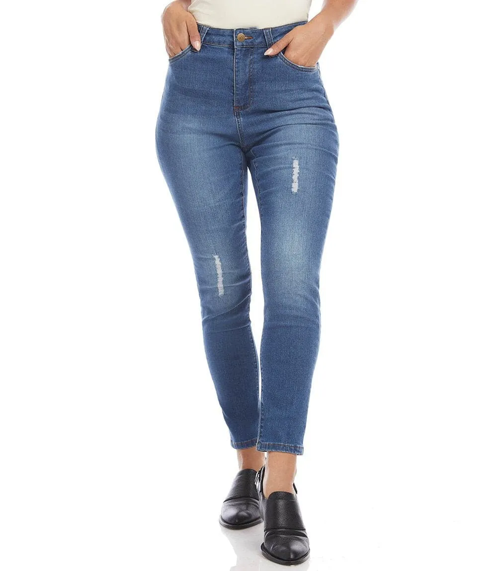 Karen Kane Lightly Destructed High Waist Skinny Jeans