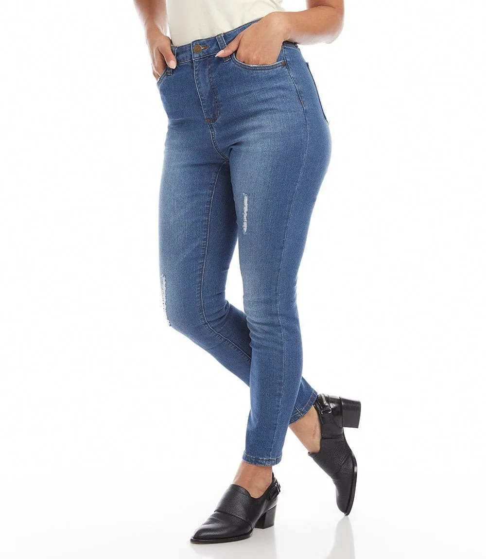 Karen Kane Lightly Destructed High Waist Skinny Jeans