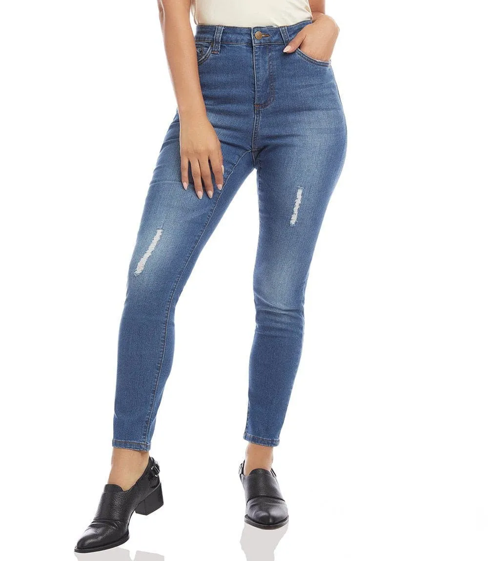 Karen Kane Lightly Destructed High Waist Skinny Jeans