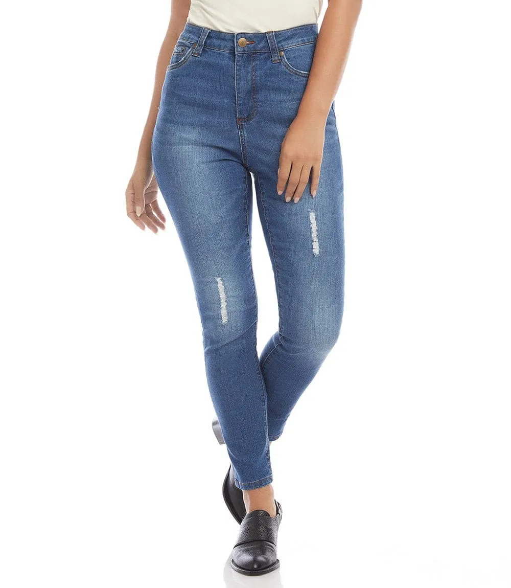 Karen Kane Lightly Destructed High Waist Skinny Jeans