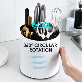 Large Capacity 3-In-1 Kitchen Rotating Utensil Holder