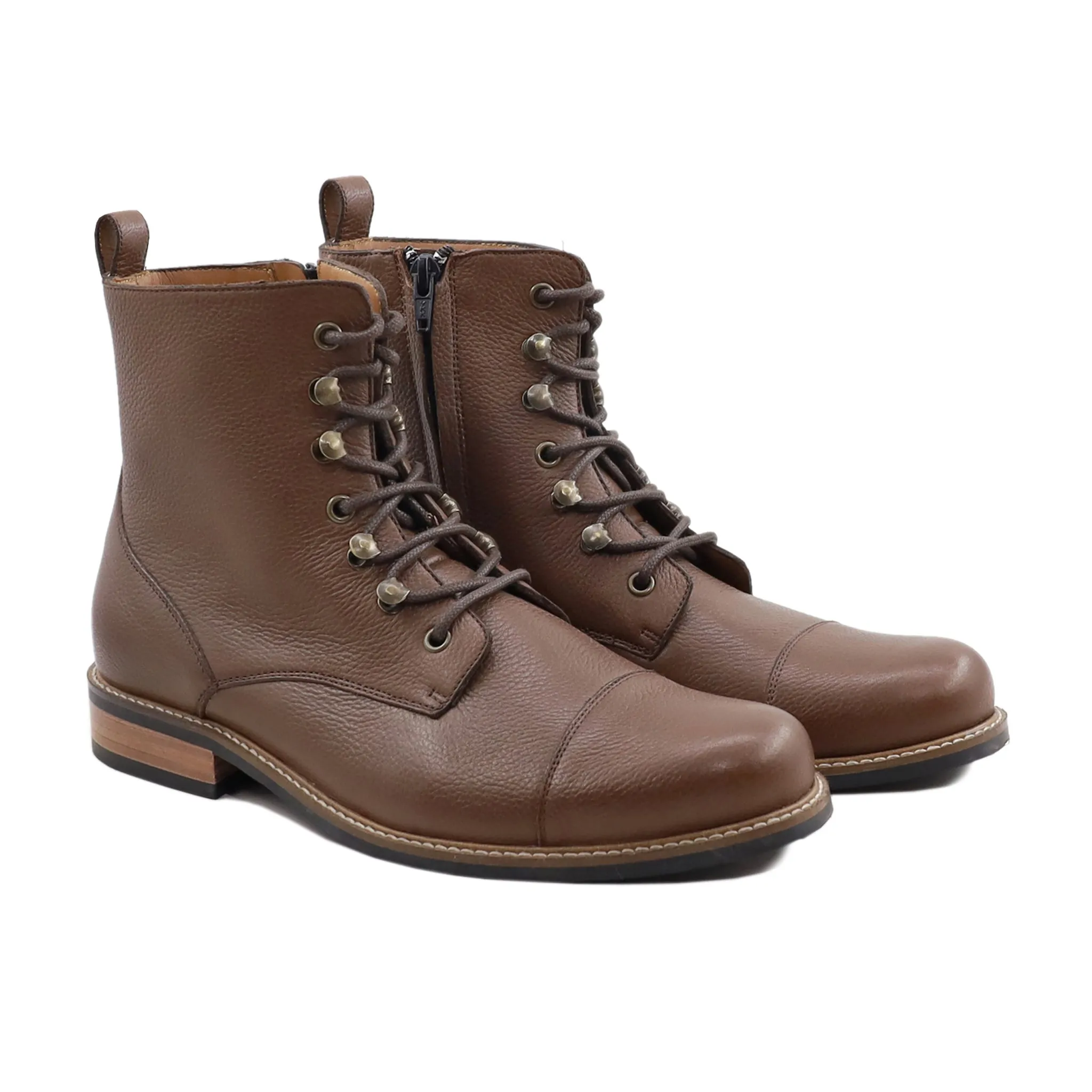 Matti - Men's Brown Pebble Grain Boot