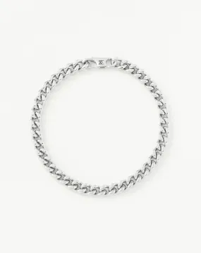 Mens Flat Curb Chain Bracelet | Silver Plated