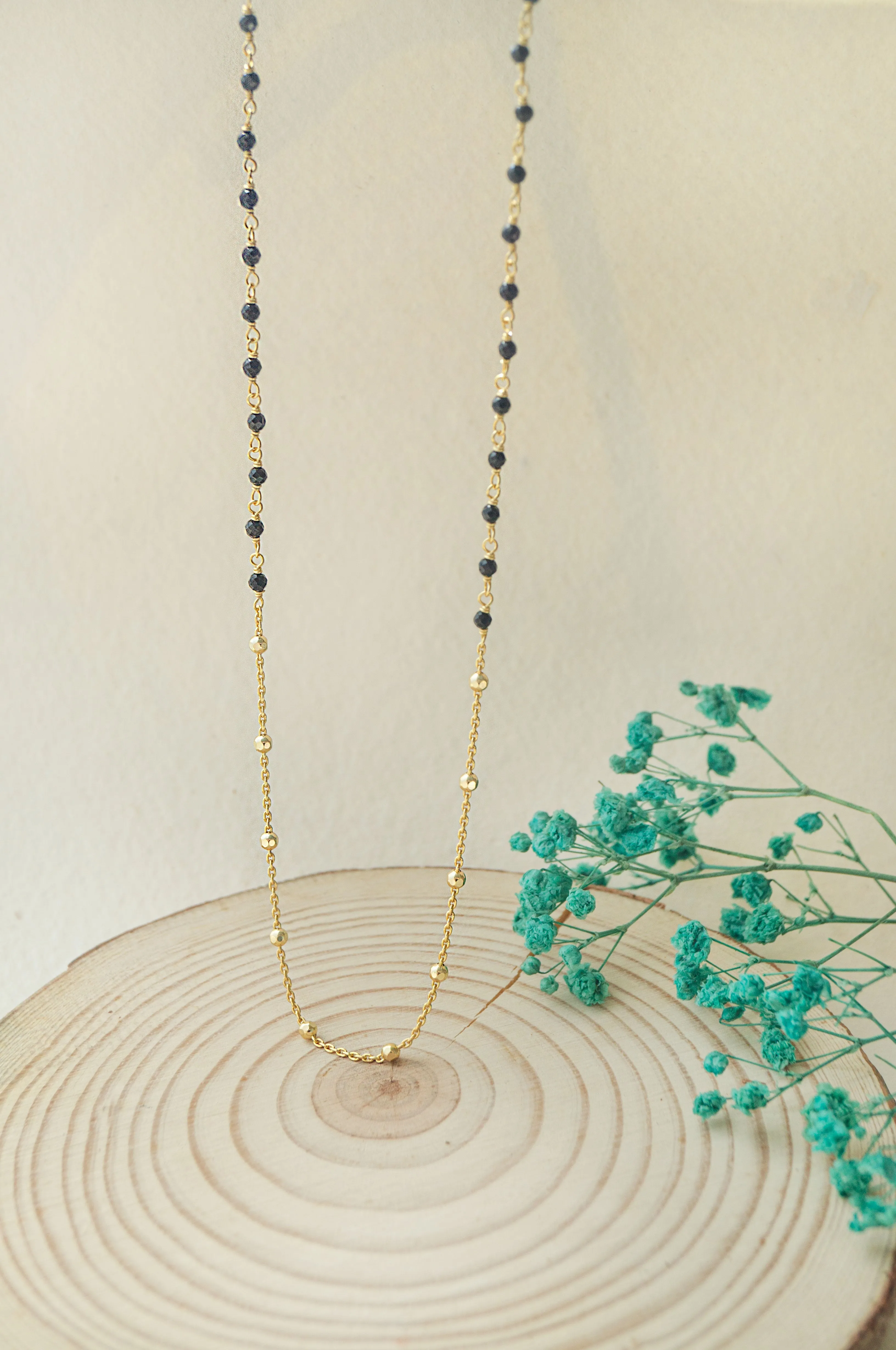 Minimal Beaded Station Rose Gold Plated Sterling Silver Mangalsutra Necklace