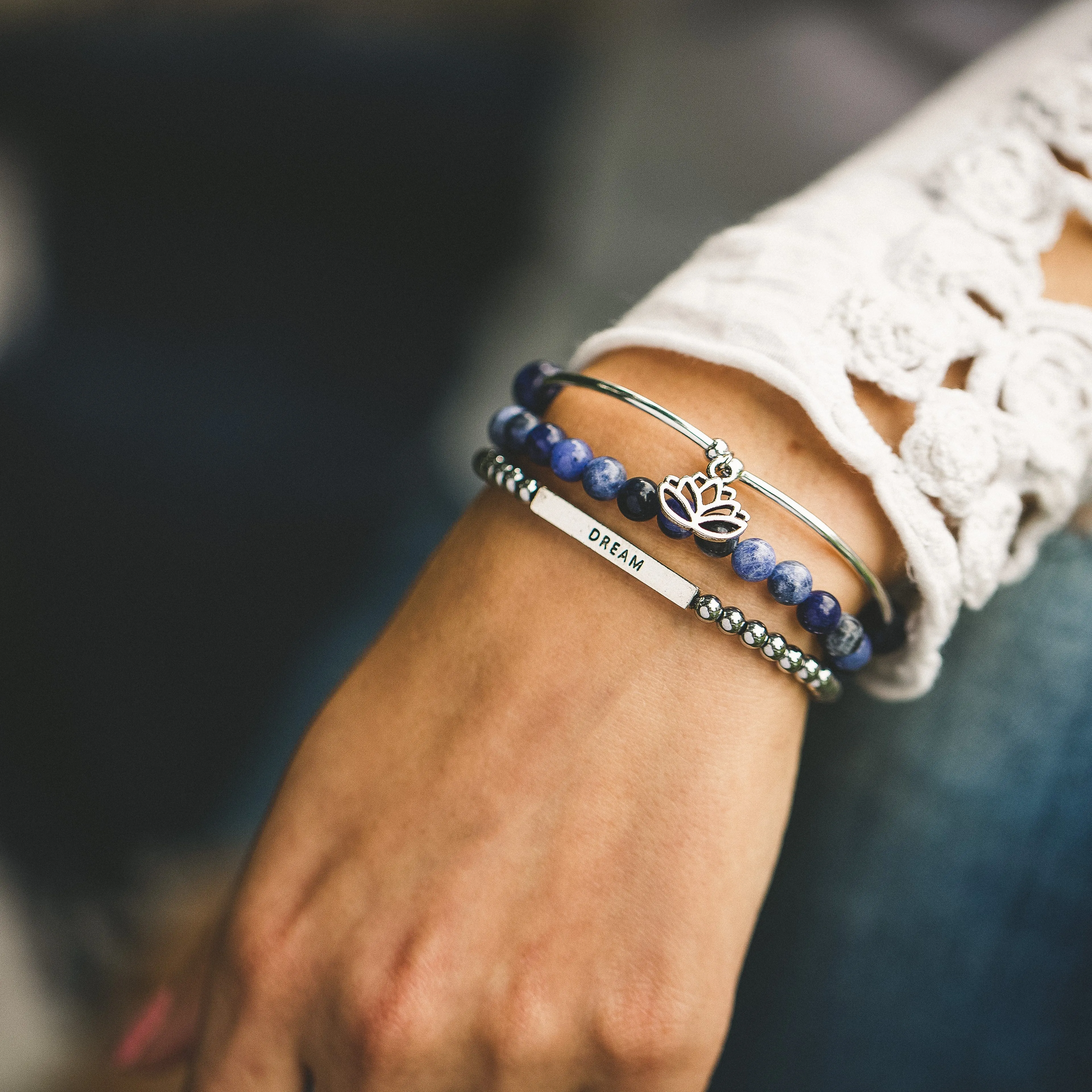 Paw Print | Soft Bangle Charm Bracelet | Rose Quartz