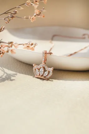 Pretty Crown Rose Gold Plated Sterling Silver Pendant