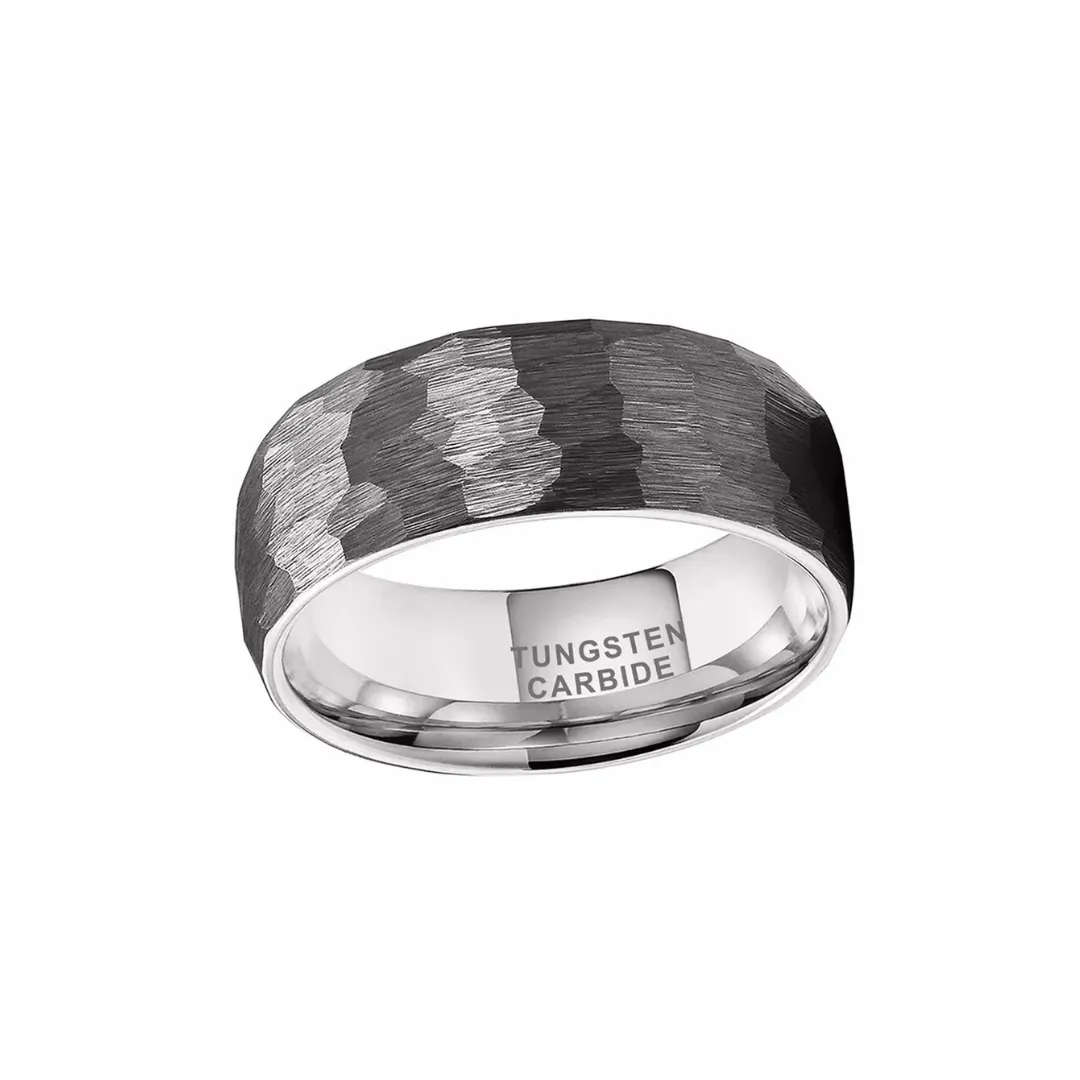 SILVER TUNGSTEN HAMMERED BAND