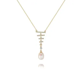 Silver Zirconia Pendant Freshwater Pearl Necklace