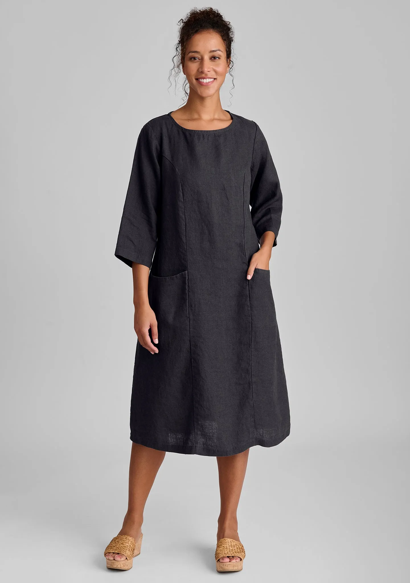 Slouch Pocket Dress - Linen Shift Dress