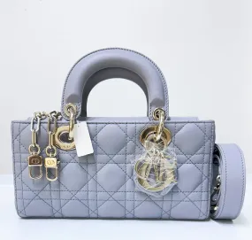 Small Lady D-Joy Bag Gray Cannage Lambskin