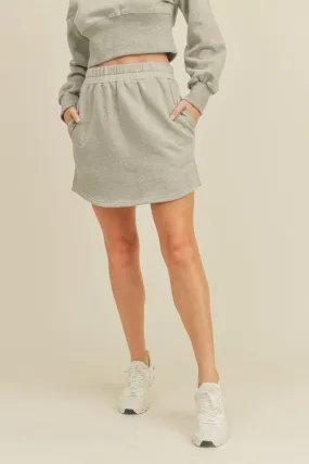 Sporty Curve Hemline French Terry Skirt