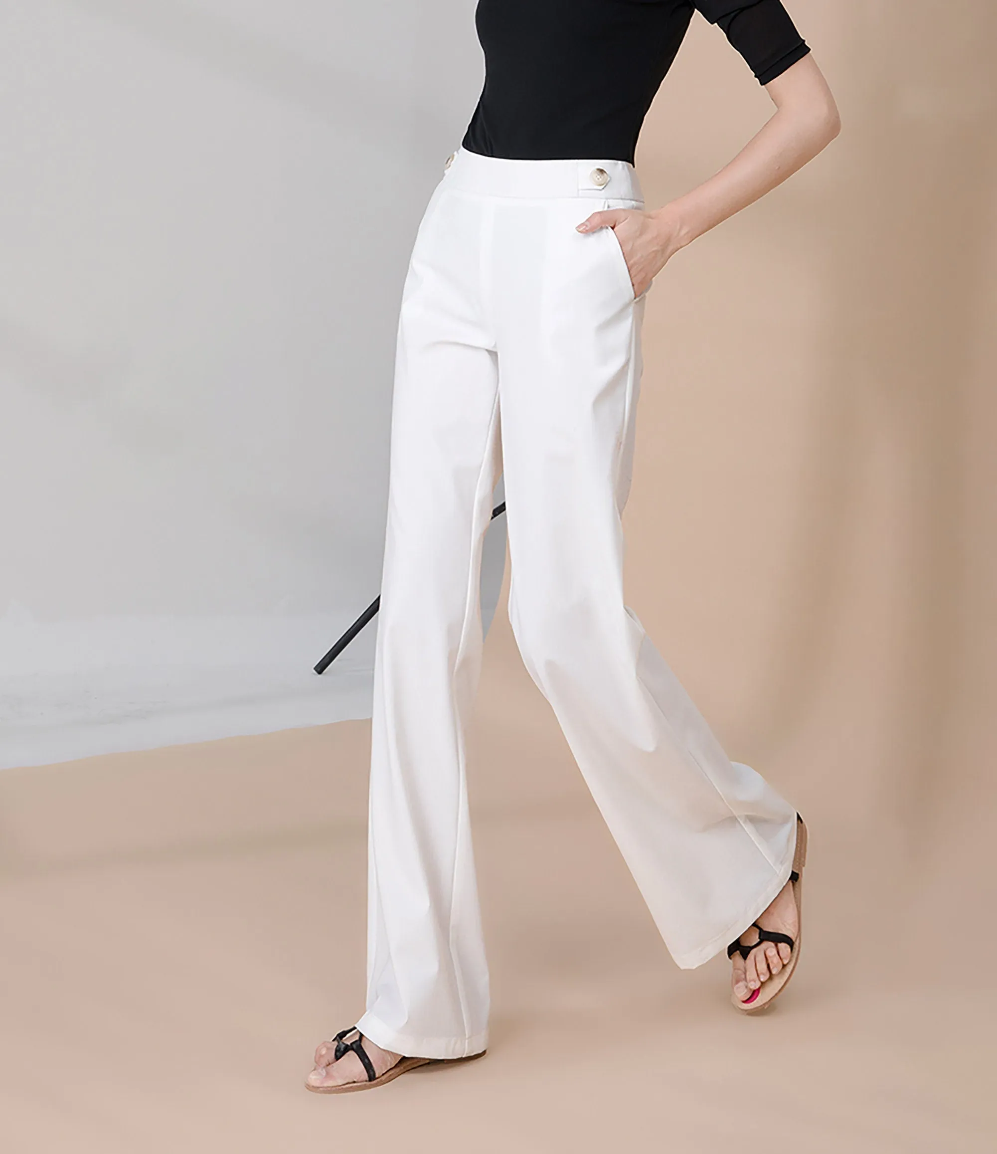 Women's White wide-leg pants,drape Pants,loose high-waist pants,Lady thin straight-leg pants,Fall Winter Long trousers,mopping suit pants